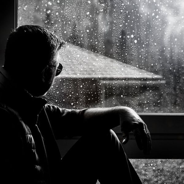 Silhouette of a person sitting in a calm meditation pose at sunrise.